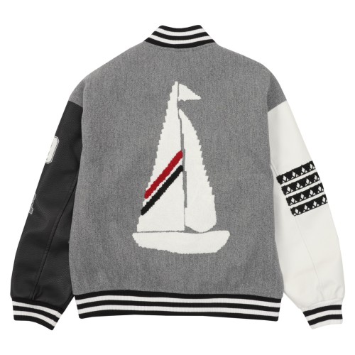 Tom Brown Fashion Plush Logo Splicing Baseball Jacket Coat