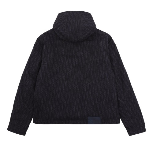 Dior Fashion FullLOGO Jacquard Washed Hooded Down Cotton Jacket