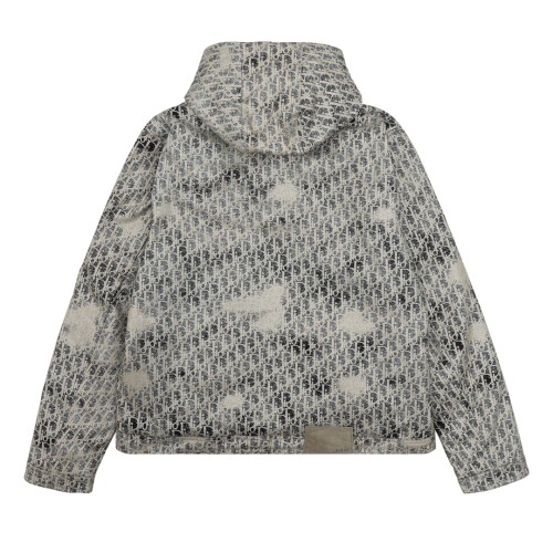 Dior Fashion FullLOGO Jacquard Washed Hooded Down Cotton Jacket