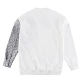 Dior Classic CD Letter Embroidered Logo Splicing Casual Round Neck Hoodie