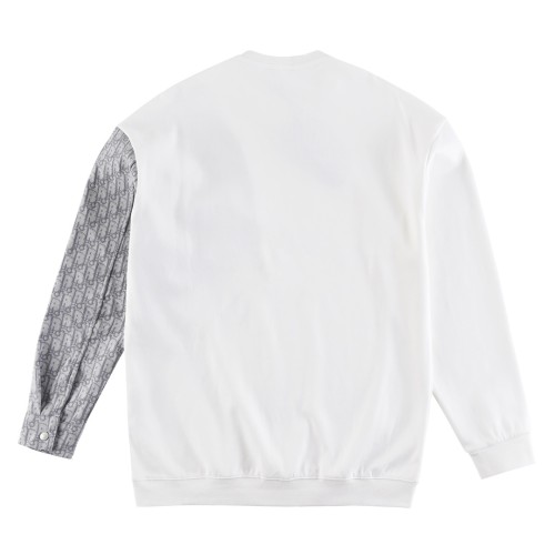 Dior Classic CD Letter Embroidered Logo Splicing Casual Round Neck Hoodie