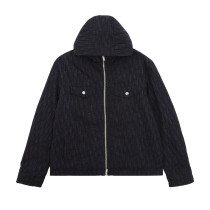 Dior Fashion FullLOGO Jacquard Washed Hooded Down Cotton Jacket