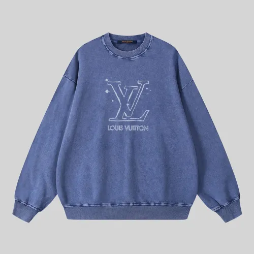 Louis Vuitton New Fashion Logo Printed Water Washed Casual Round Neck Hoodie