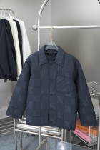 Louis Vuitton Classic Three Dimensional Checkered Quilted Cotton Collar Cotton Jacket