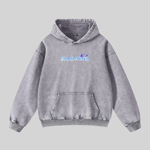 Balenciaga New Fashion Logo Printed Washed Sweatshirt for Couples Versatile Casual Hoodie
