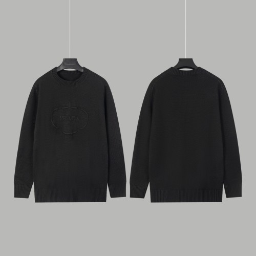 Prada Classic 3D Lock Embroidered Casual Round Neck Sweater