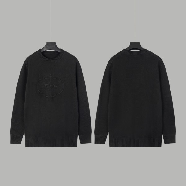 Prada Classic 3D Lock Embroidered Casual Round Neck Sweater
