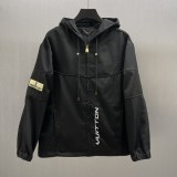 Louis Vuitton Classic Beaded Letter Zipper Hooded Waist Jacket