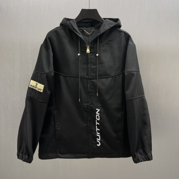 Louis Vuitton Classic Beaded Letter Zipper Hooded Waist Jacket