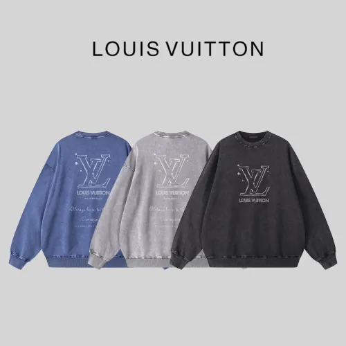 Louis Vuitton New Fashion Logo Printed Water Washed Casual Round Neck Hoodie