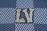 Louis Vuitton New Classic Crystal Embroidered Patch Chess Grid Knitted Short Sleeve