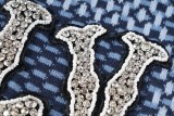 Louis Vuitton New Classic Crystal Embroidered Patch Chess Grid Knitted Short Sleeve