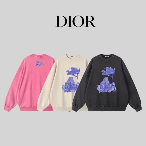 Dior New Fashion Printed Water Washed Casual Round Neck Hoodie