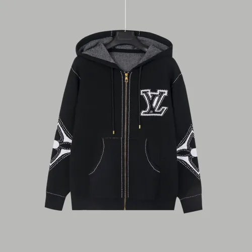 Louis Vuitton Couple's New Fashion Letter Jacquard Zipper Hooded Sweater