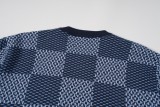 Louis Vuitton New Classic Crystal Embroidered Patch Chess Grid Knitted Short Sleeve