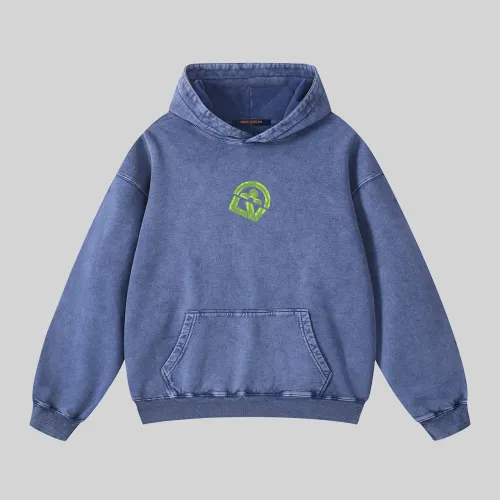 Louis Vuitton New Fashion Logo Printed Water Washed Casual Hoodie