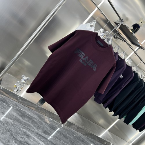 Prada Unisex Classic Triangle Logo Printed Casual Round Neck Short Sleeve T-shirt