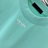 Prada Unisex Versatile Logo Printed Loose Round Neck Short Sleeve T-shirt