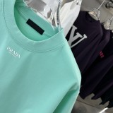 Prada Unisex Versatile Logo Printed Loose Round Neck Short Sleeve T-shirt