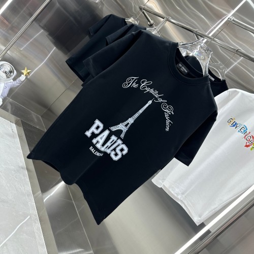 Balenciaga New Couple Paris Tower Printed Casual T-shirt