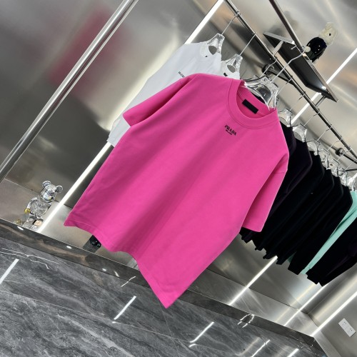 Prada Unisex Versatile Logo Printed Loose Round Neck Short Sleeve T-shirt