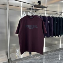 Prada Unisex Classic Triangle Logo Printed Casual Round Neck Short Sleeve T-shirt