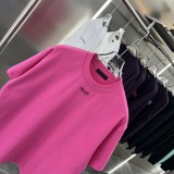 Prada Unisex Versatile Logo Printed Loose Round Neck Short Sleeve T-shirt