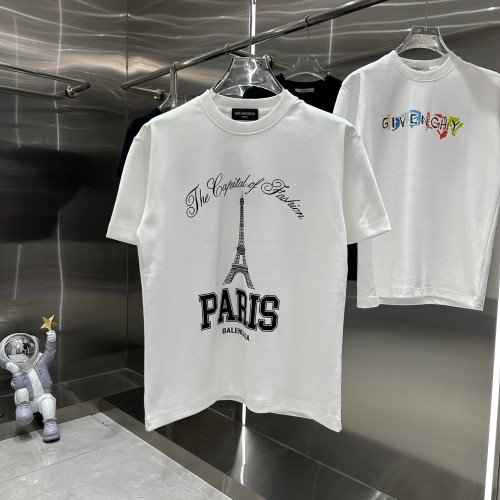 Balenciaga New Couple Paris Tower Printed Casual T-shirt