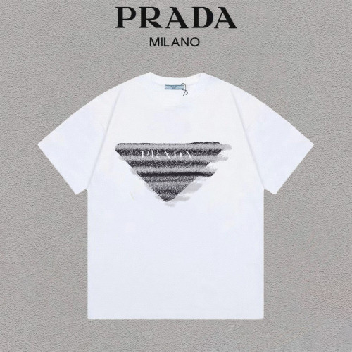 Prada New Triangle Logo Letter Printed Loose Round Neck Short Sleeve T-shirt
