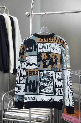Louis Vuitton Fashion Cartoon Jacquard Knitted Round Neck Hoodie Sweater