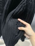Prada Fashion Classic Embroidered Logo Round Neck Wool Cardigan