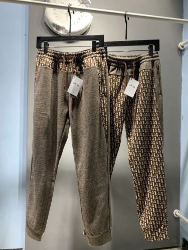 Dior New Fashion Couple Oblique Jacquard Splicing Jogging Pants