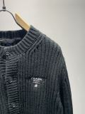 Prada Fashion Classic Embroidered Logo Round Neck Wool Cardigan
