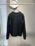 Prada Fashion Classic Embroidered Logo Round Neck Wool Cardigan