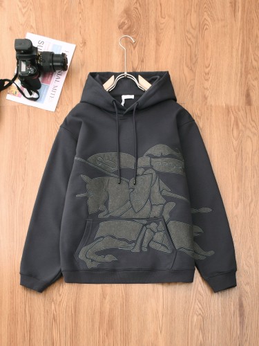 Burberry Classic Embroidered Equestrian Knight Logo Fleece Casual Hoodie