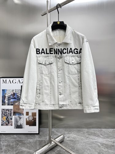 Balenciaga New Couple Heavy Duty Washed Plush Denim Jacket