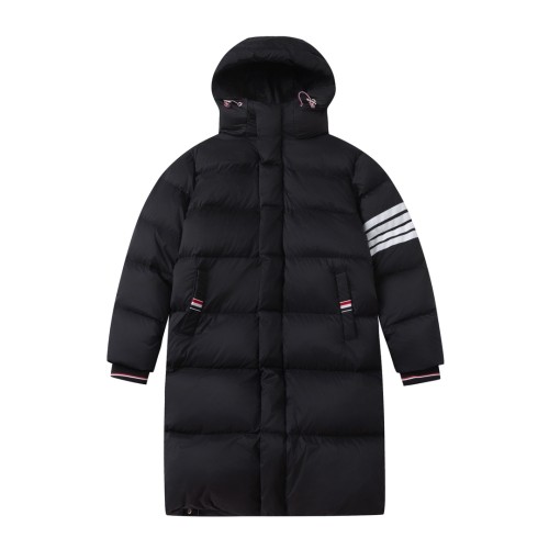 Thom Browne New Classic Four Bar Hooded Unisex Long Quilt Down Jacket