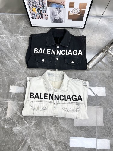 Balenciaga New Couple Heavy Duty Washed Plush Denim Jacket