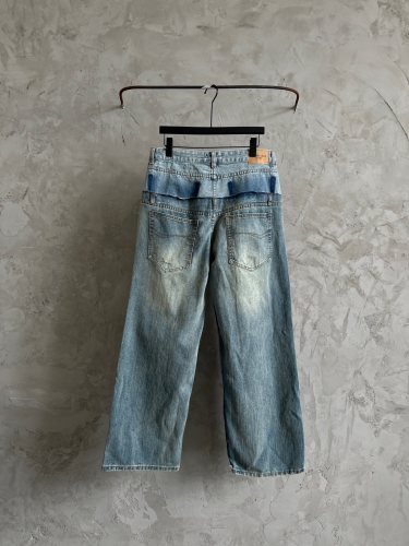 Balenciaga Unisex New Versatile Stitch Wide Leg Jeans