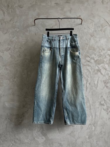 Balenciaga Unisex New Versatile Stitch Wide Leg Jeans