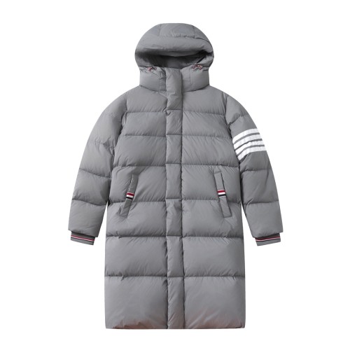 Thom Browne New Classic Four Bar Hooded Unisex Long Quilt Down Jacket