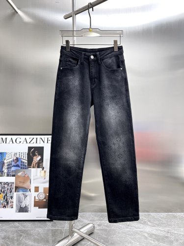 Louis Vuitton Classic Street Dark Pattern Logo Washed Jeans