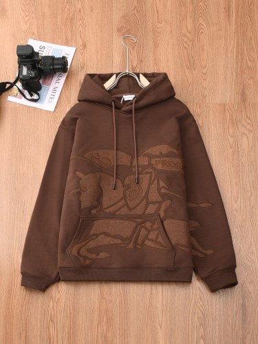 Burberry Classic Embroidered Equestrian Knight Logo Fleece Casual Hoodie