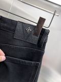 Louis Vuitton Classic Street Dark Pattern Logo Washed Jeans
