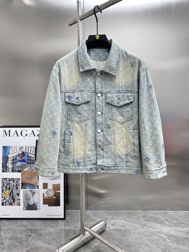 Louis Vuitton New Couple Full Logo Laundry and Velvet Denim Coat