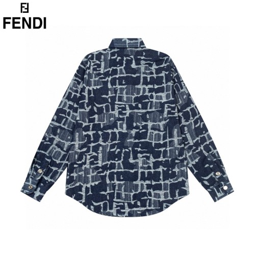 Fendi Fashion Full Twisted Double F-Letter Jacquard Denim Shirt