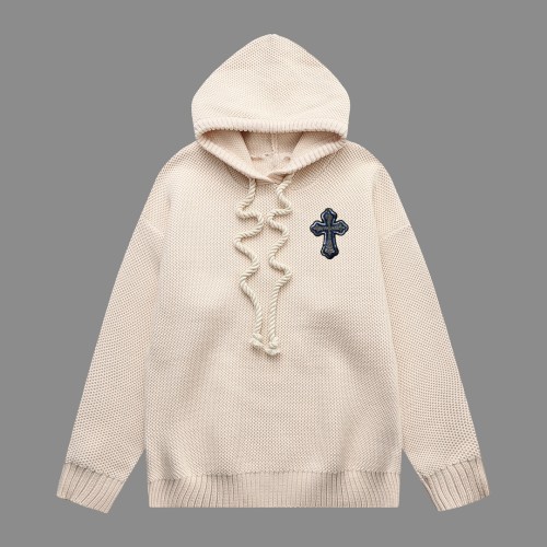 Chrome Hearts Classic Embroidered Cross Thickened Wool Hoodie Sweater