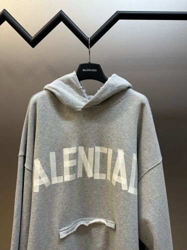 Balenciaga New Tape Logo Hoodie Unisex Wear Out Washed Sweatshirt