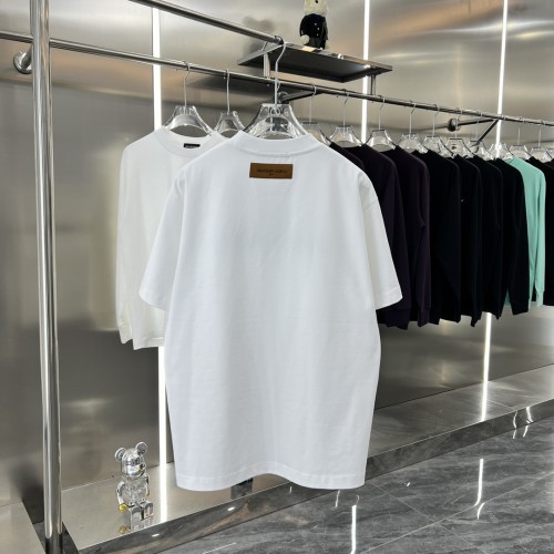 Louis Vuitton New Couple Collar Fabric Embroidered Logo Round Neck Short Sleeve T-shirt