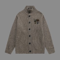 Fendi Classic Autumn/Winter Thick Needle Wool Coat Unisex Casual Cardigan Coat